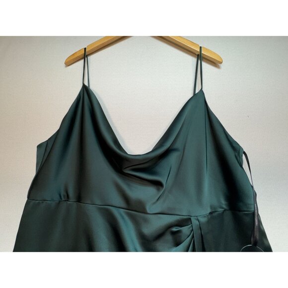 Dessy Collection Women's Satin Cowl Neck Bridesmaid Maxi Dress Size 22 W Green - Picture 5 of 12